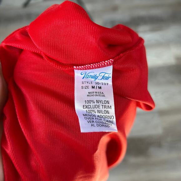 Vanity Fair Red Nylon Nightgown Slip Dress Vintage Medium Made in USA - Picture 5 of 6